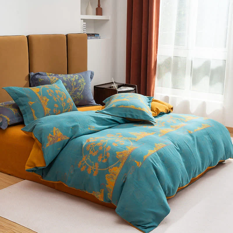 Wendebettwäscheset aus Jacquard-Baumwolle im Querformat (4-teilig)