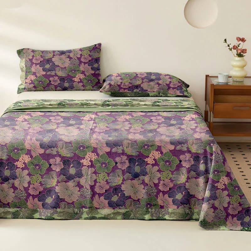Tagesdecke aus Baumwollgaze-Jacquard mit Pfirsichblütenmuster