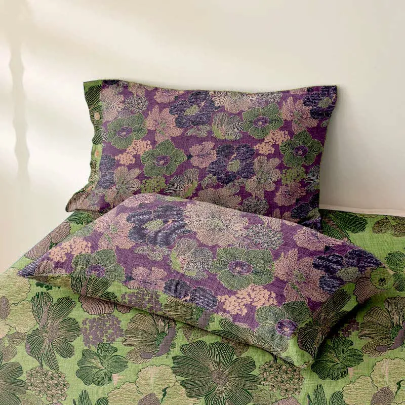Tagesdecke aus Baumwollgaze-Jacquard mit Pfirsichblütenmuster
