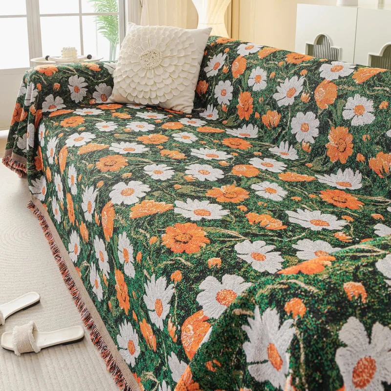 Chenille-Sofadecke mit Gänseblümchen-Jacquardmuster