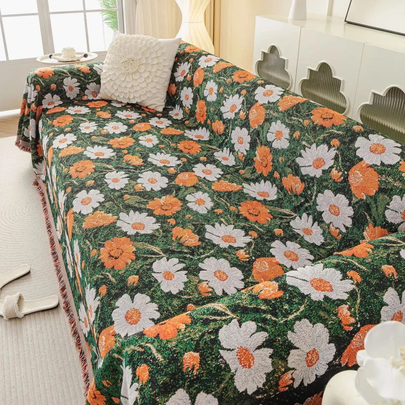 Chenille-Sofadecke mit Gänseblümchen-Jacquardmuster