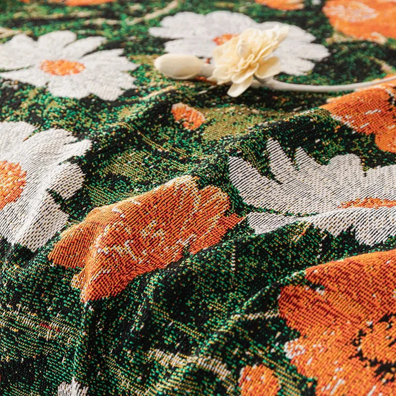 Chenille-Sofadecke mit Gänseblümchen-Jacquardmuster