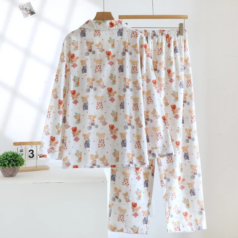 Loungewear-Set aus gebürsteter Baumwolle mit Cartoon-Tiermotiven