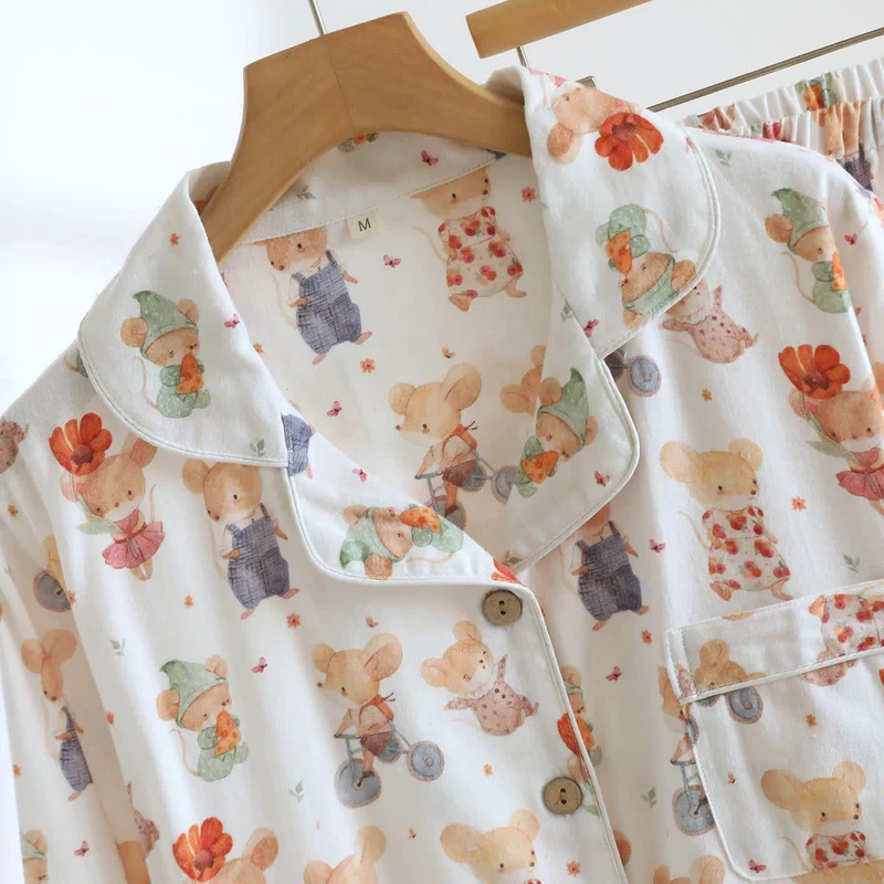 Loungewear-Set aus gebürsteter Baumwolle mit Cartoon-Tiermotiven