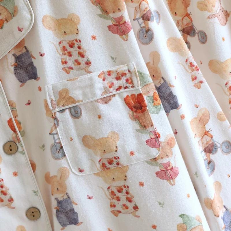 Loungewear-Set aus gebürsteter Baumwolle mit Cartoon-Tiermotiven