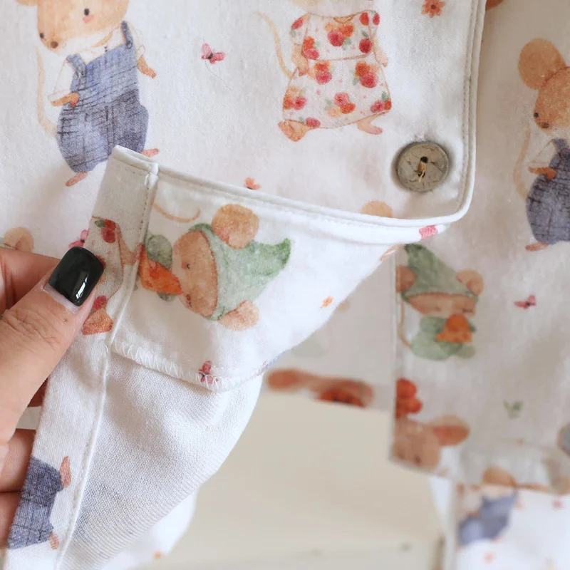 Loungewear-Set aus gebürsteter Baumwolle mit Cartoon-Tiermotiven