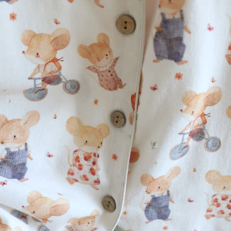 Loungewear-Set aus gebürsteter Baumwolle mit Cartoon-Tiermotiven