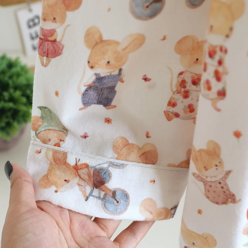 Loungewear-Set aus gebürsteter Baumwolle mit Cartoon-Tiermotiven