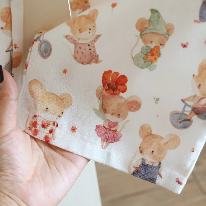 Loungewear-Set aus gebürsteter Baumwolle mit Cartoon-Tiermotiven