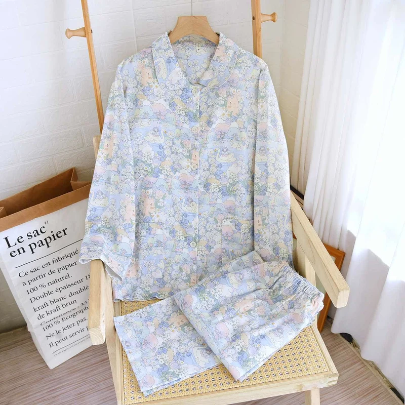 Swan Garden Loungewear-Set aus gebürsteter Baumwolle