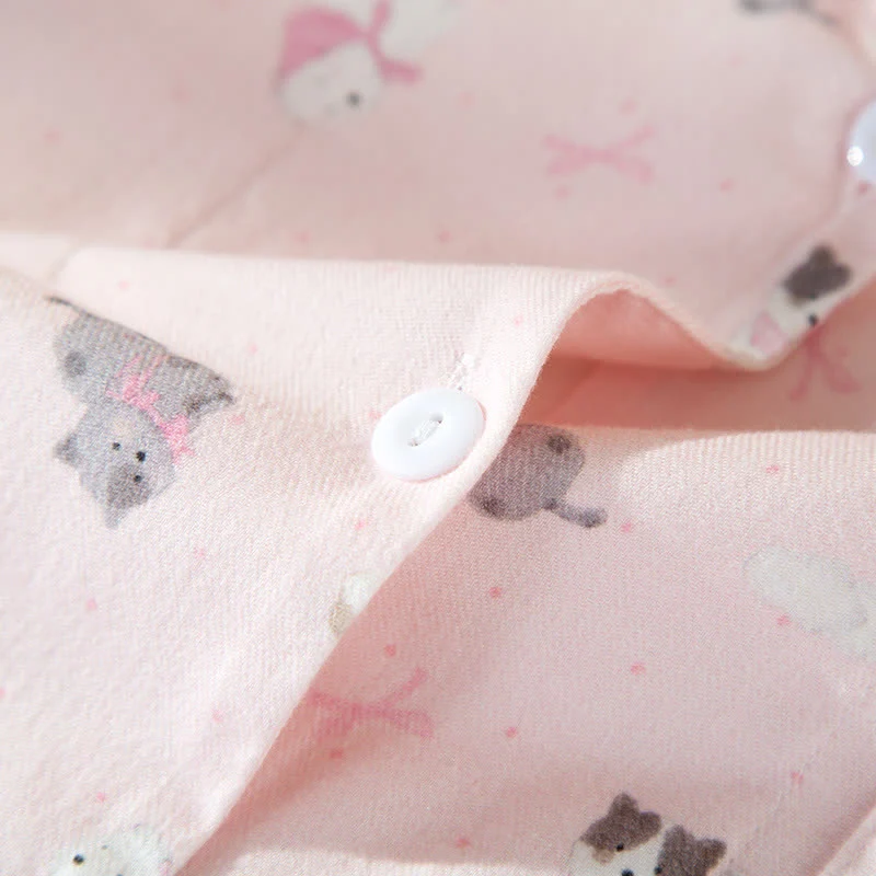 Niedliches Loungewear-Set aus gebürsteter Baumwolle mit Hunde- und Katzenmotiven
