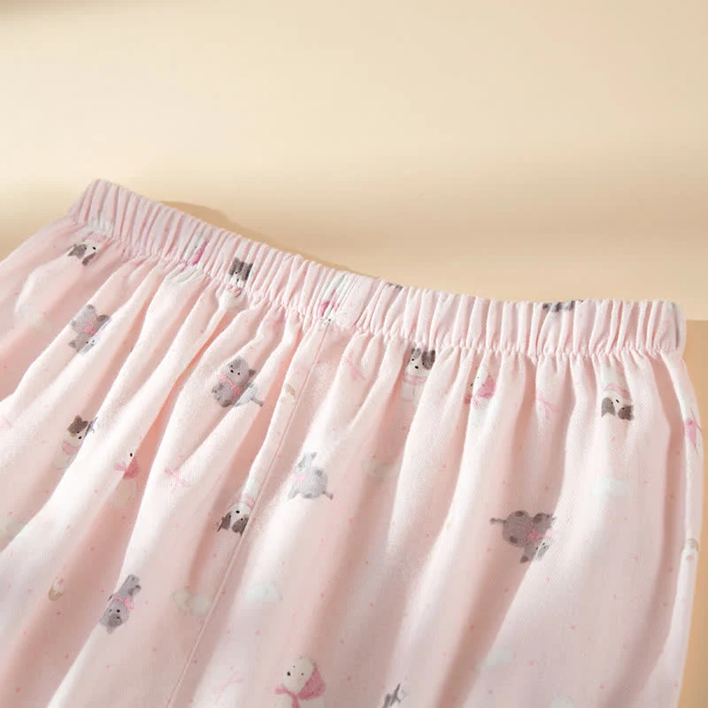 Niedliches Loungewear-Set aus gebürsteter Baumwolle mit Hunde- und Katzenmotiven