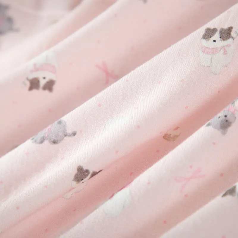 Niedliches Loungewear-Set aus gebürsteter Baumwolle mit Hunde- und Katzenmotiven