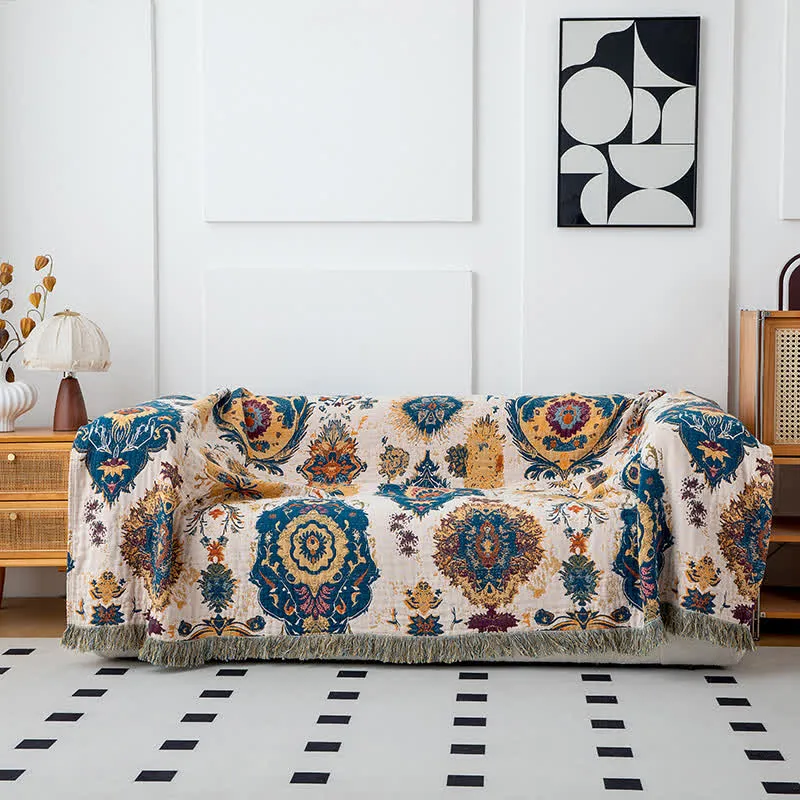 Sofadecke aus Baumwollgaze mit Boho-Tribal-Print