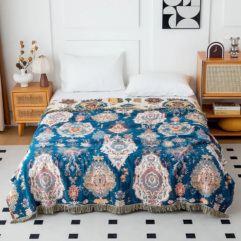 Sofadecke aus Baumwollgaze mit Boho-Tribal-Print