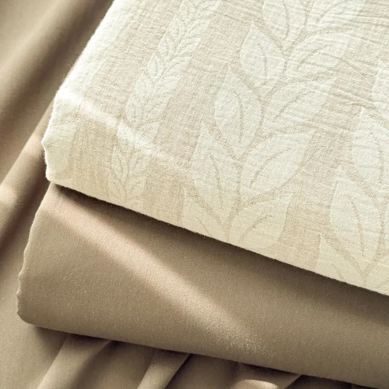 Tagesdecke aus Baumwollleinen mit Weizenstruktur in Beige