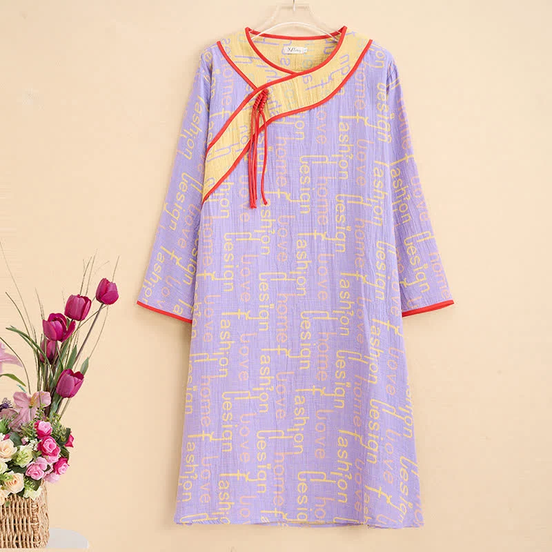 Ownkoti Plus Size Vintage Baumwoll-Nachthemd