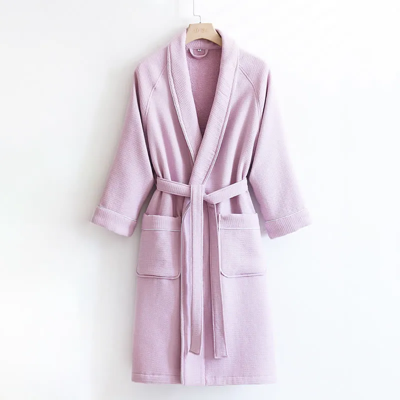 Ownkoti Unisex-Baumwollbademantel, einfarbig