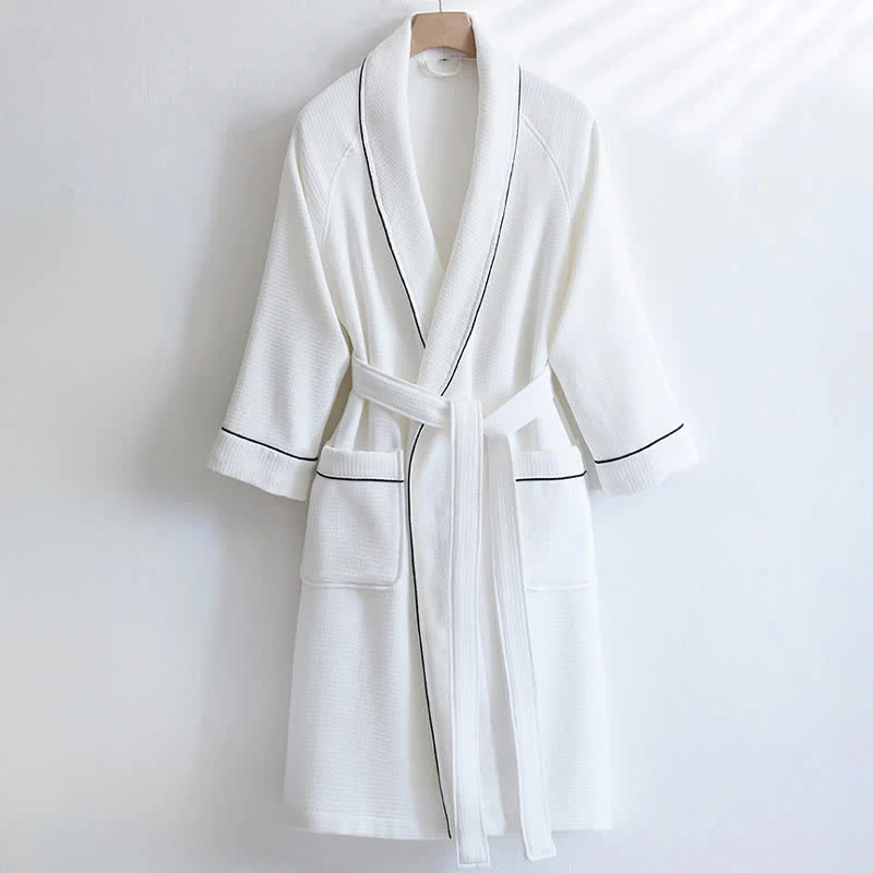 Ownkoti Unisex-Baumwollbademantel, einfarbig