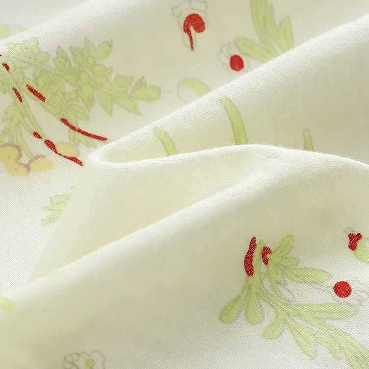 Langärmeliges Kimono-Nachthemd aus Baumwollgaze