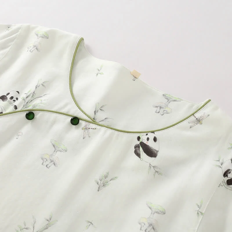 Ländliches Panda-Pyjama-Set aus Bambusfaser