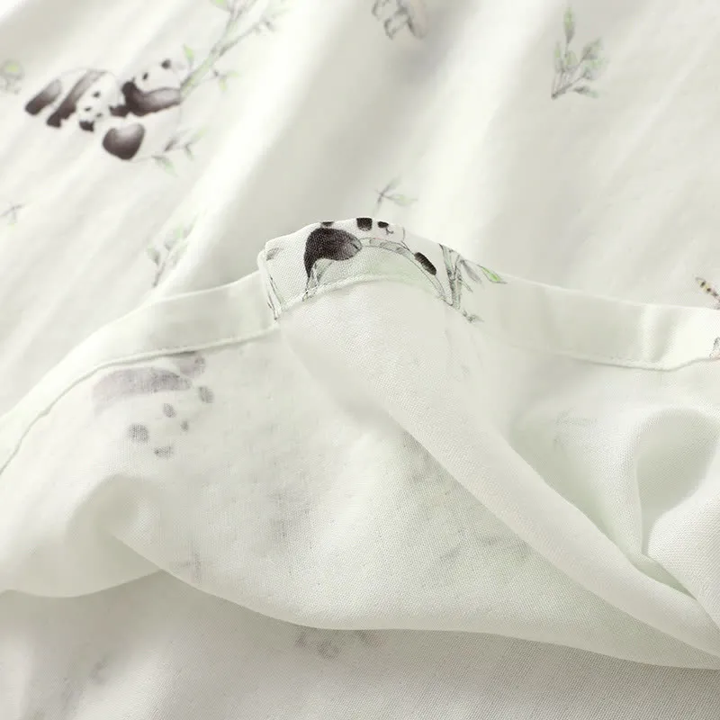 Ländliches Panda-Pyjama-Set aus Bambusfaser