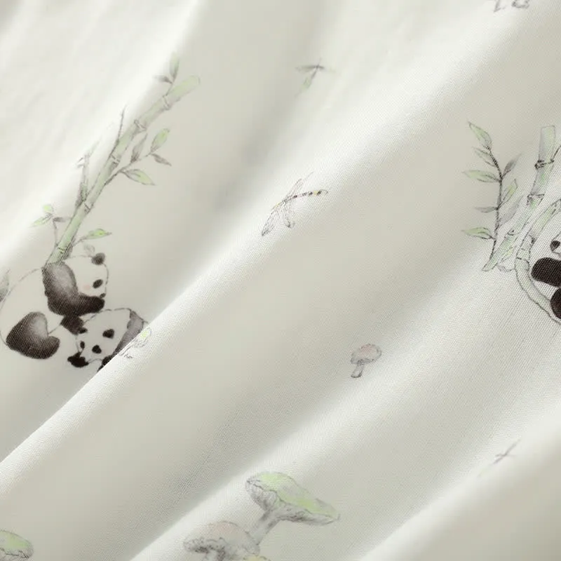 Ländliches Panda-Pyjama-Set aus Bambusfaser