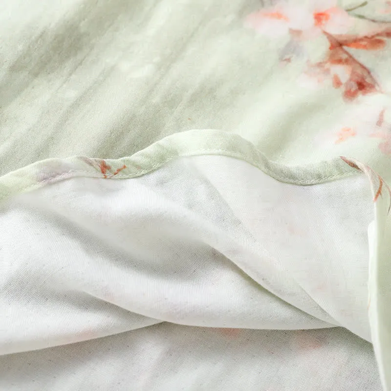 Pflaumenblüten-Pyjama-Set aus Bambusfaser