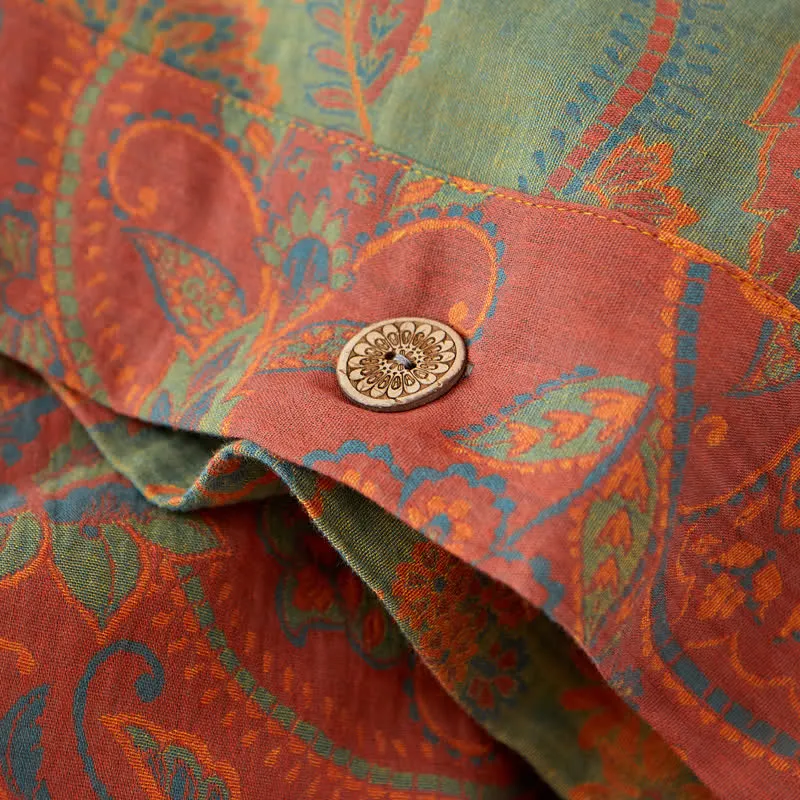 Wende-Bettdecke aus garngefärbter Baumwollgaze mit Retro-Blumenmuster
