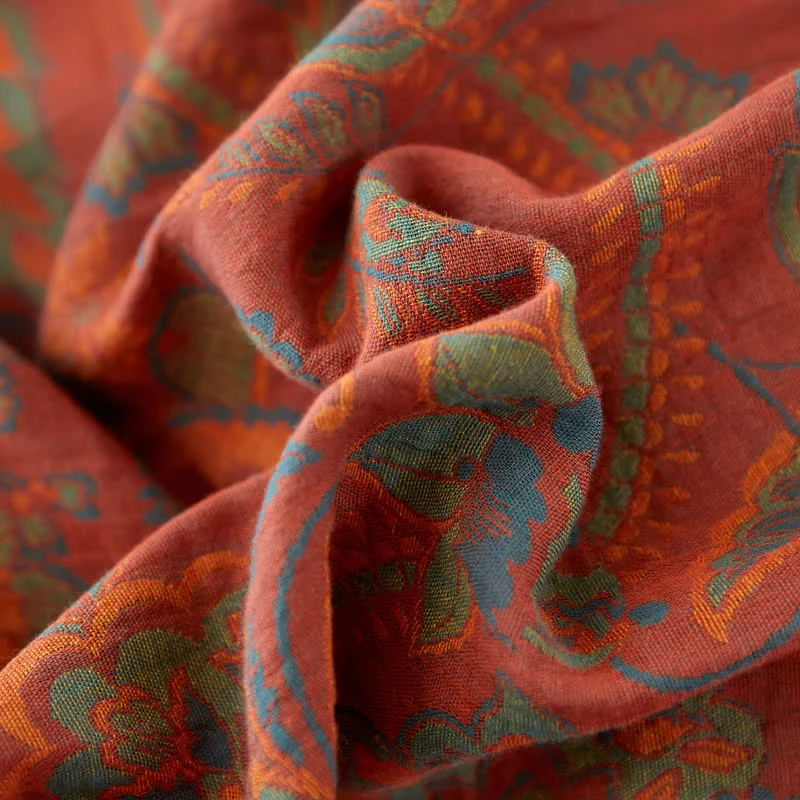 Wende-Bettdecke aus garngefärbter Baumwollgaze mit Retro-Blumenmuster