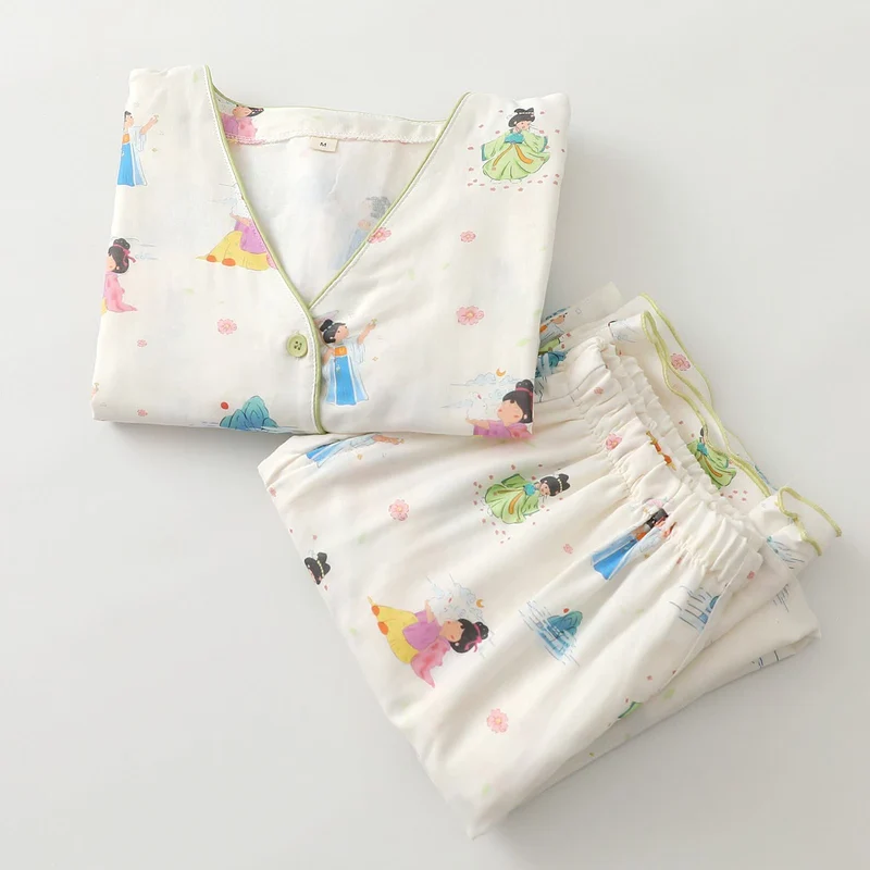 Orientalische Cartoon-Prinzessin-Loungewear aus Baumwollgaze