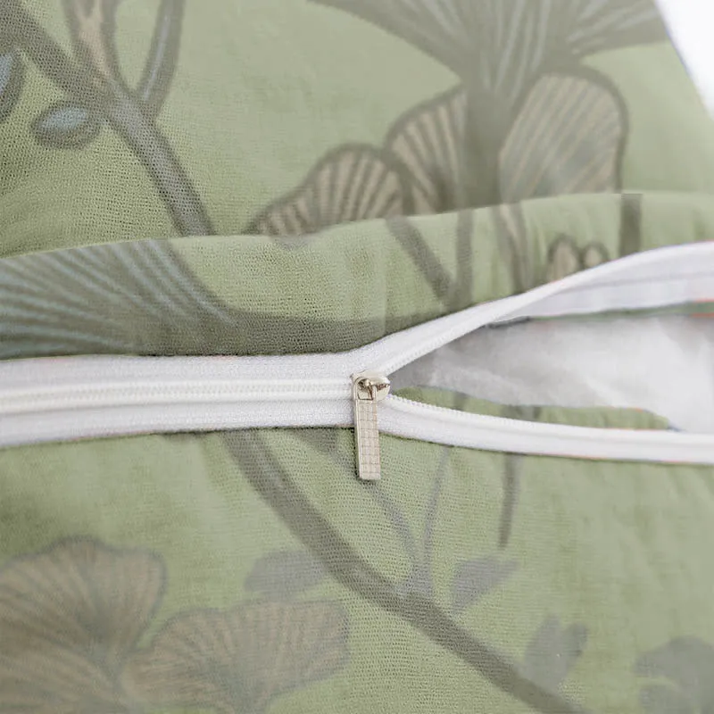 Quadratische Kissenbezüge aus Baumwoll-Jacquard mit Ginkgoblättern (2 Stück)