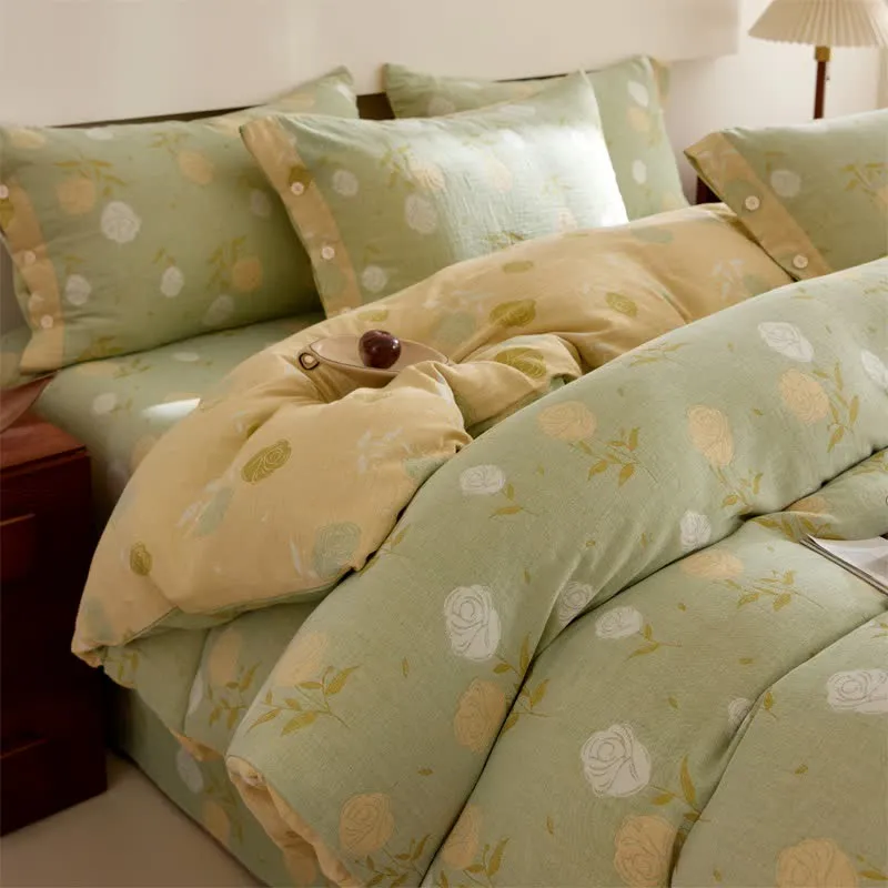 Bettwäsche aus Baumwollgaze mit Jacquardmuster in Pastellrosa
