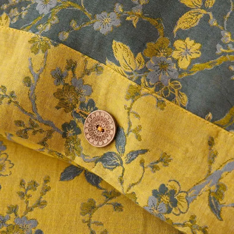 Bettwäsche aus Baumwollgaze mit Jacquardmuster und Pflaumenblütenmuster