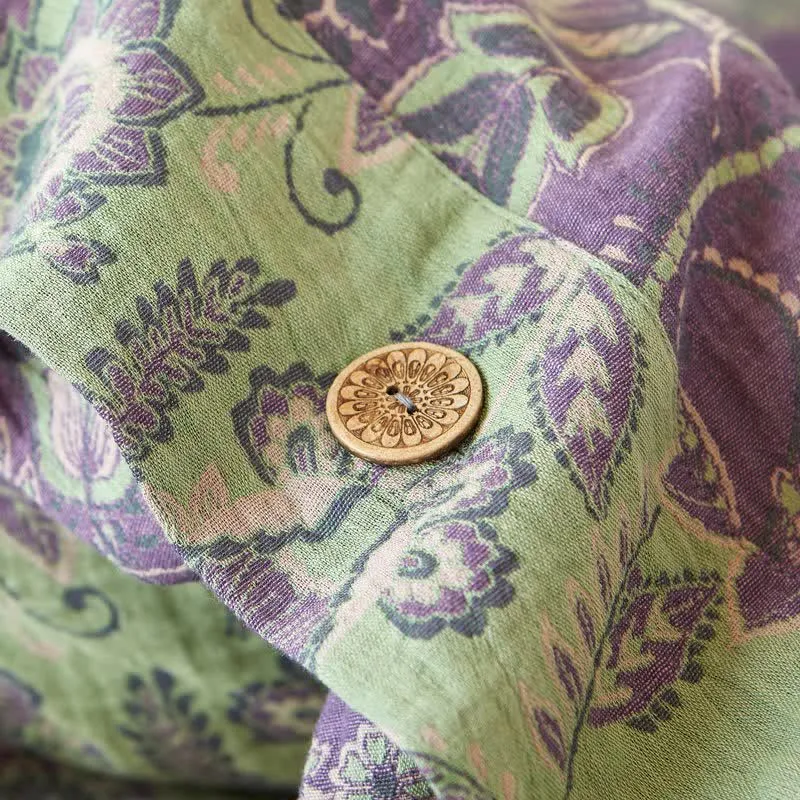 Bettwäsche aus Baumwollgaze mit abstraktem Blumenmuster und Jacquardmuster