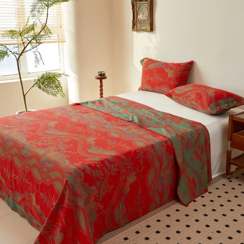 Ländliche Vintage-Bettwäsche aus Jacquard-Baumwollgaze