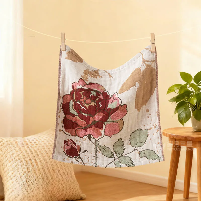 Ownkoti Elegantes, saugfähiges Küchenhandtuch aus Baumwolle mit Blumenmuster