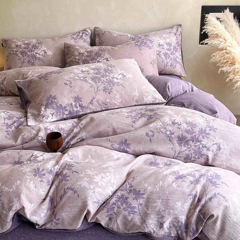 Ownkoti Bettwäsche-Set mit Vintage-Blumenmuster (4-teilig)