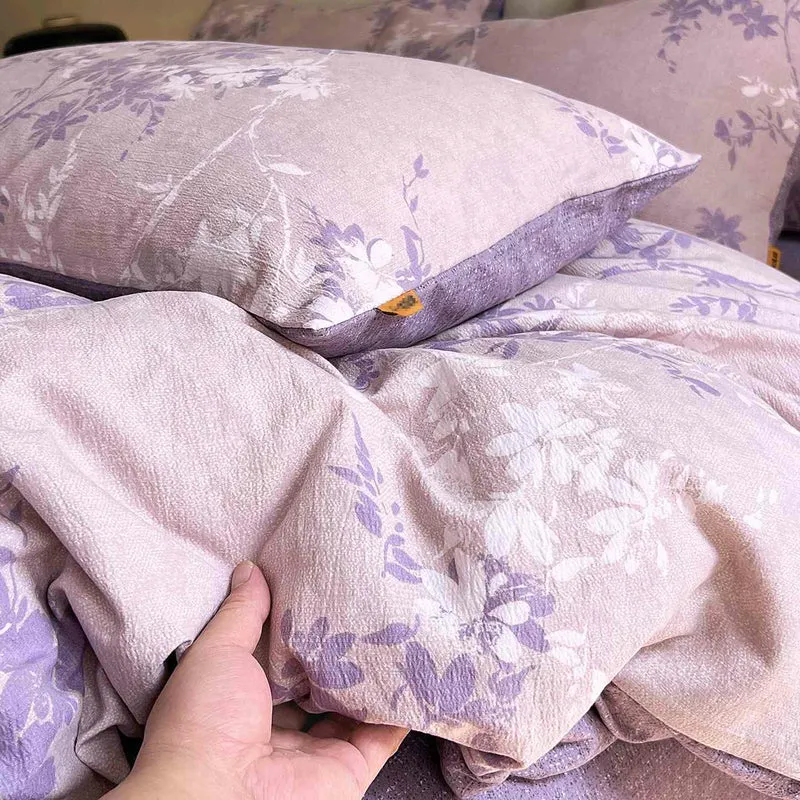 Ownkoti Bettwäsche-Set mit Vintage-Blumenmuster (4-teilig)