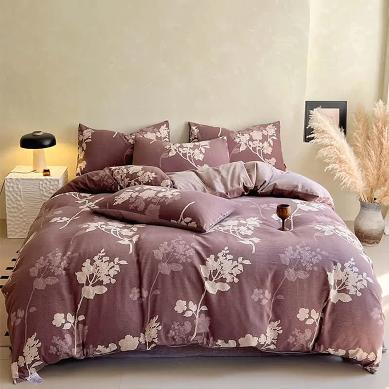 Ownkoti Luxuriöses Bettwäsche-Set mit Blumenmuster (4-teilig)