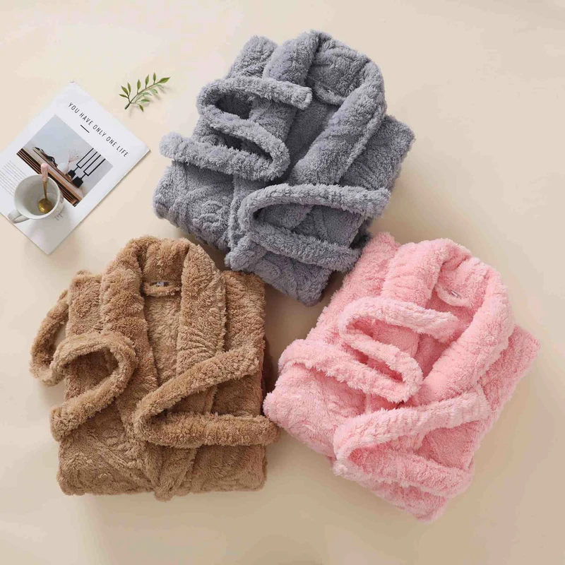 Unisex Retro Jacquard Plüsch Warmer Bademantel