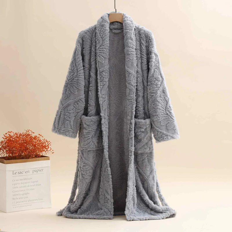Unisex Retro Jacquard Plüsch Warmer Bademantel