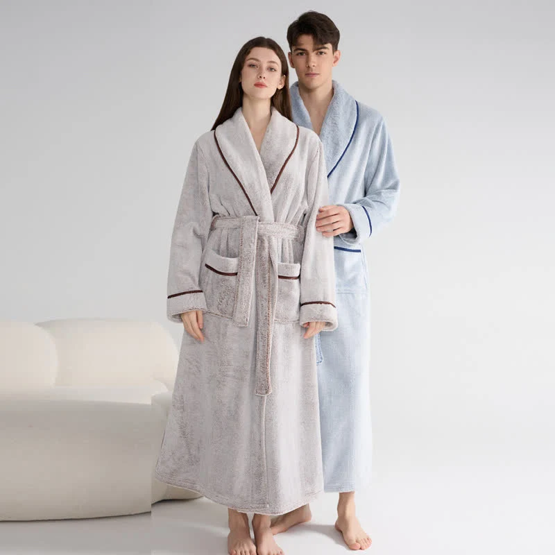 Unisex Plüschbademantel, einfarbig, warm