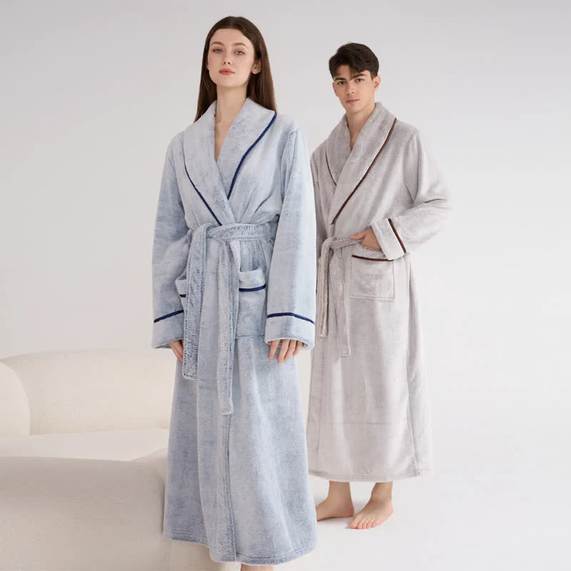 Unisex Plüschbademantel, einfarbig, warm