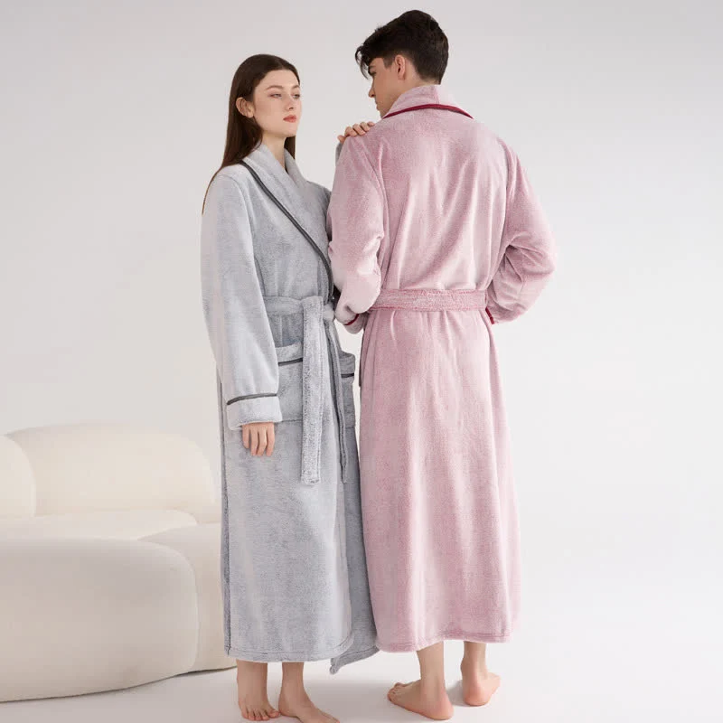 Unisex Plüschbademantel, einfarbig, warm