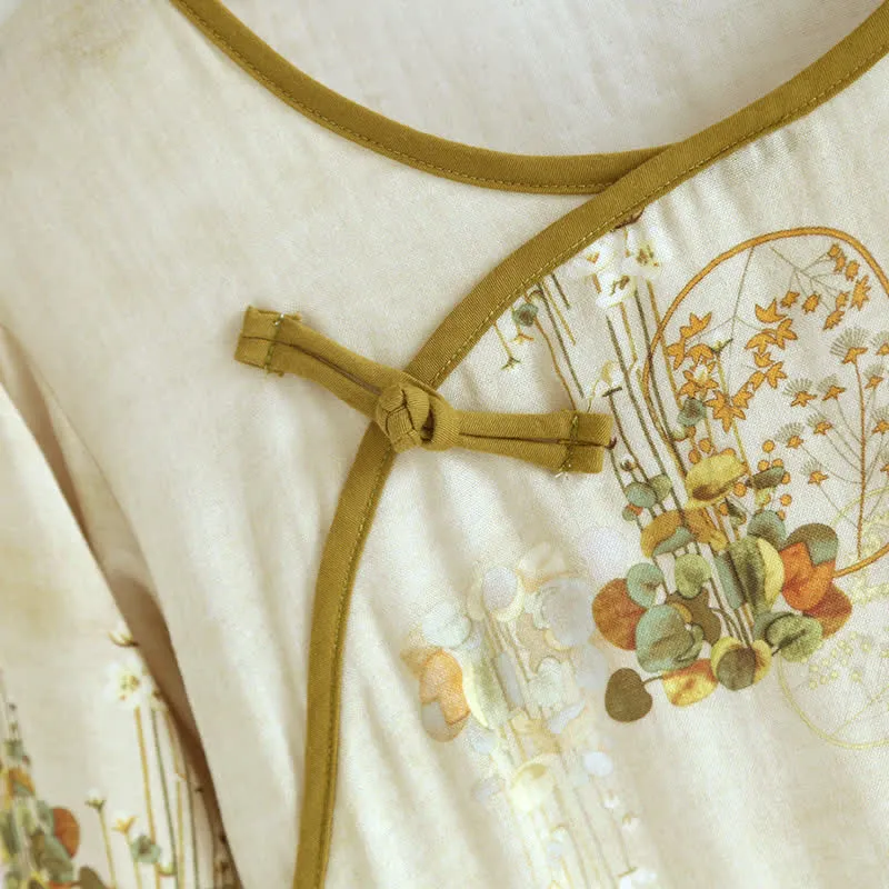 Retro-Pyjama-Set aus Bambusfaser mit Blumenmuster