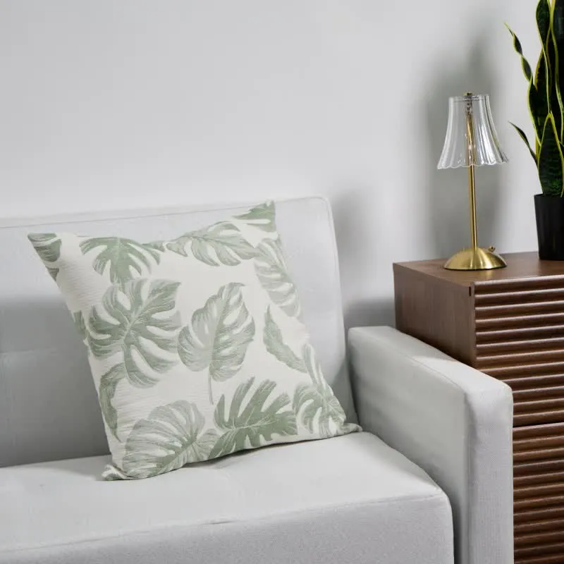 Quadratische Kissenbezüge aus Baumwollgaze-Jacquard mit Monstera-Motiv (2 Stück)