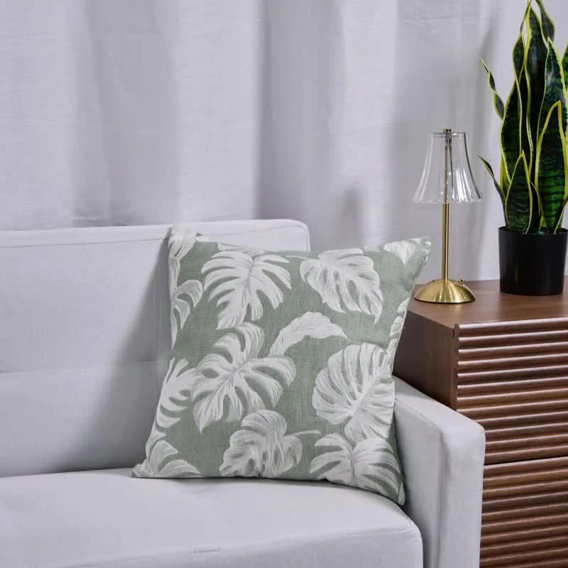Quadratische Kissenbezüge aus Baumwollgaze-Jacquard mit Monstera-Motiv (2 Stück)