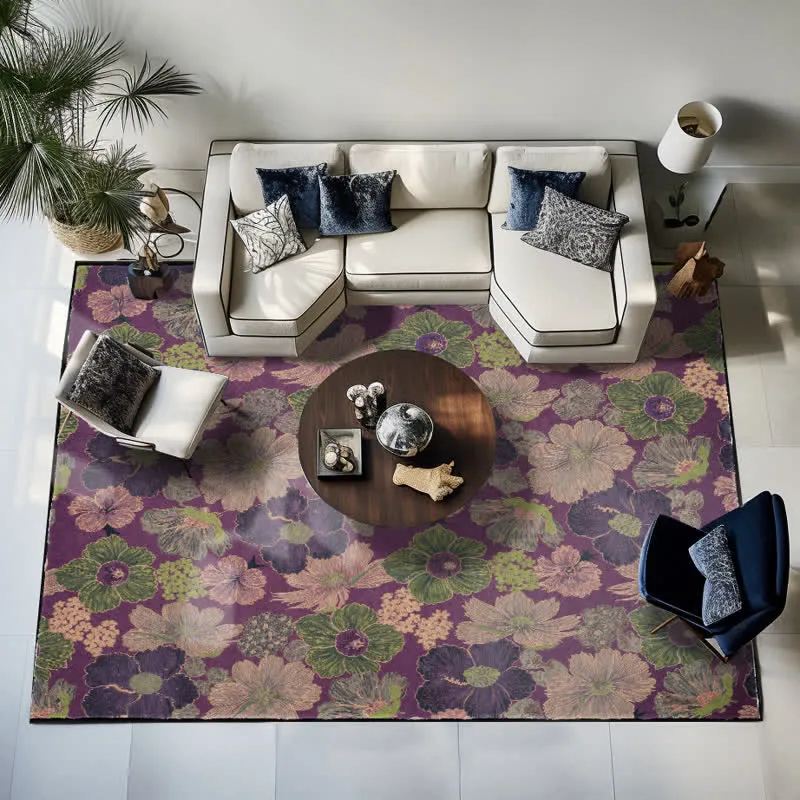 Faltbarer Anti-Rutsch-Teppich im Vintage-Stil mit botanischem Motiv