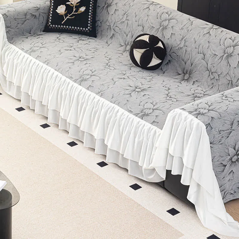 Chenille-Sofaschoner „Lily“ mit Rüschen